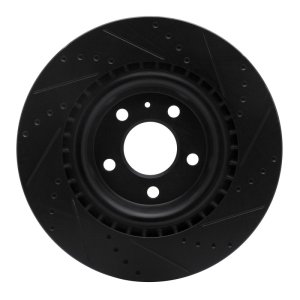 Audi A6 Allroad Brake Rotor (1) - Rear Left - R1 Concepts - Drilled & Slotted - Black - `08-`25